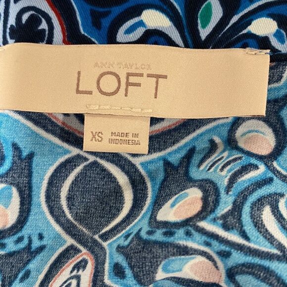 LOFT electric sapphire long sleeve baroque shift dress size XS - Picture 6 of 11
